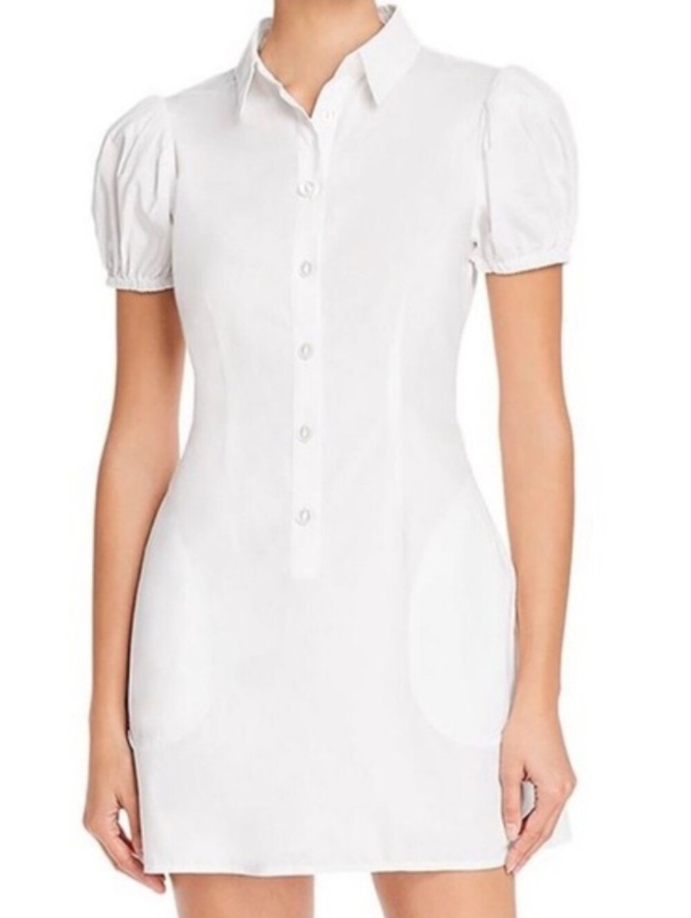 NWT Onia x WeWoreWhat Elle Puffed Sleeve Button Front White Mini Dress Size XS